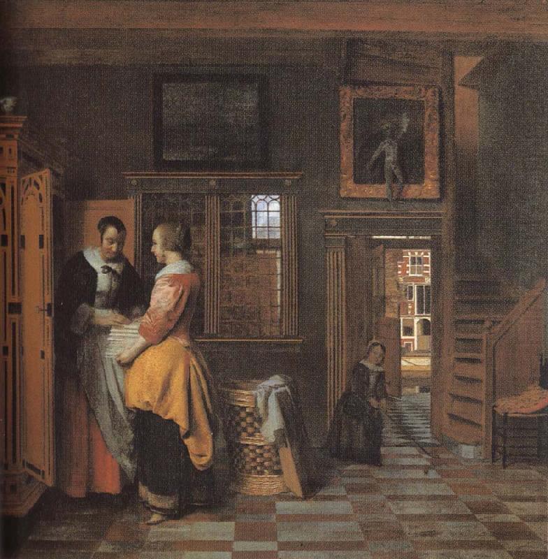 The linen cupboard, Pieter de Hooch